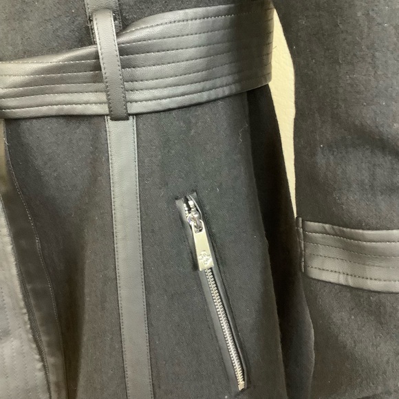 Guess Black Faux Fur Trimmed Wool Coat - Picture 10 of 16